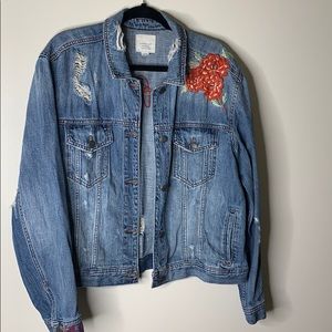 American Eagle “Just for Fun” ripped jean jacket